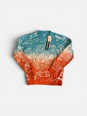Dreamland Ombre Graphic Crewneck Sweatshirt - Teal & Orange